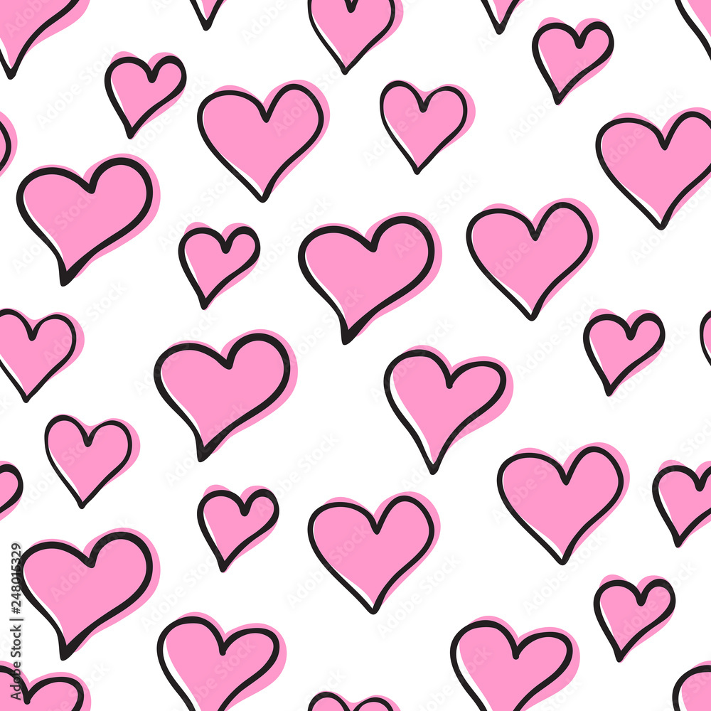 Seamless pattern with pink heart.