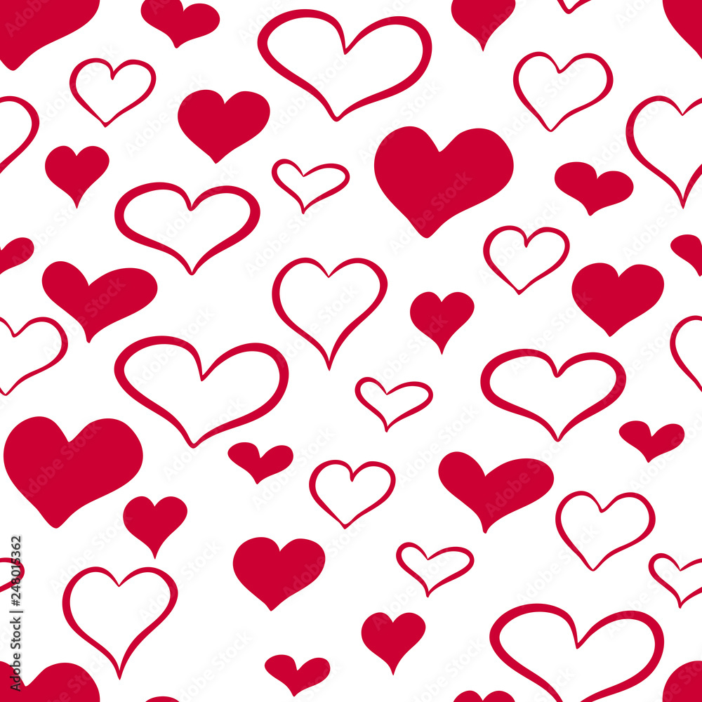 Seamless pattern with red heart.