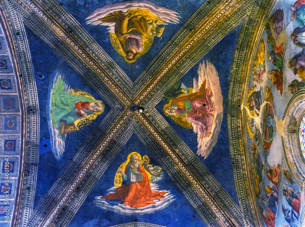 Obraz premium Four Gospel Writers Ceiing Santa Maria Novella Church Florence Italy