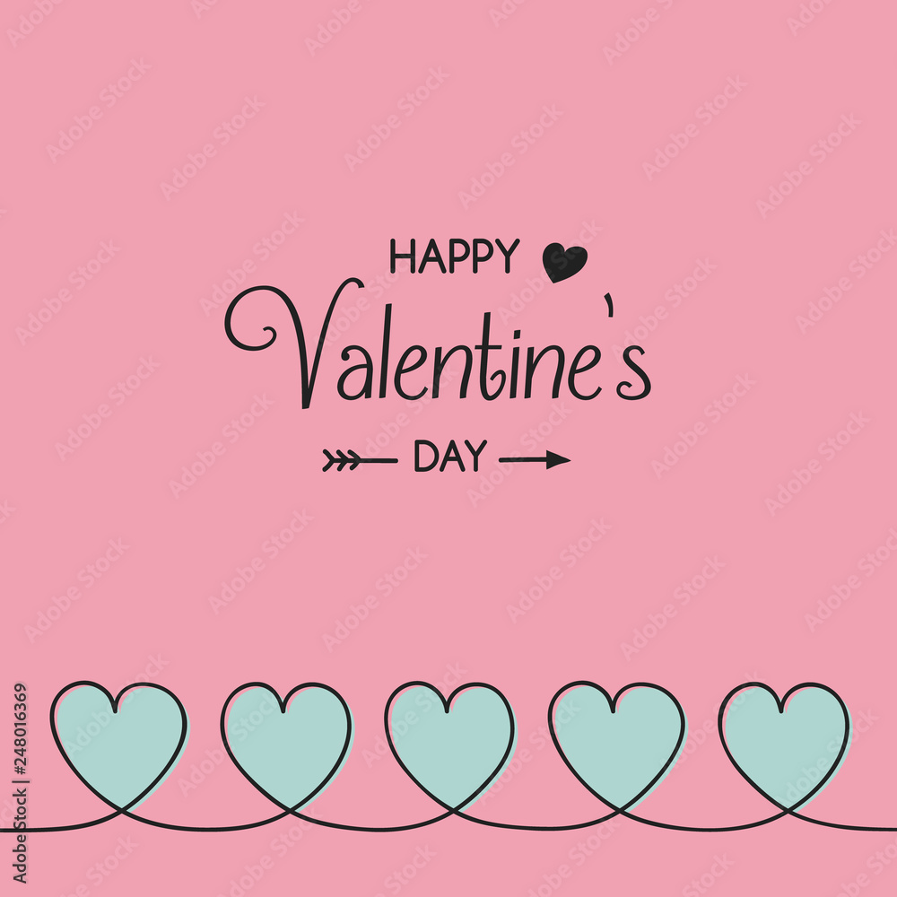Happy Valentine's Day greeting card with hand drawn hearts. Vector