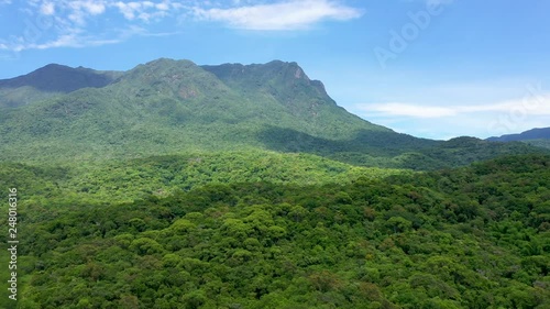 Aerial high angle view over a beautiful green rainforest mountains at Estrada Da Graciosa and Serra Marumbi, Brazil photo