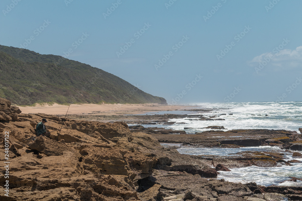 Rocky beach in iSimangaliso wetland park, South Africa