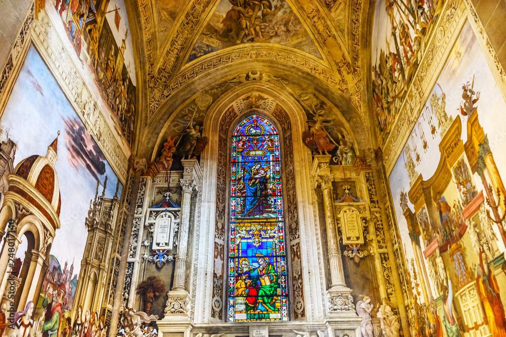 Mary Stained Glass Frescoes Santa Maria Novella Church Florence Italy