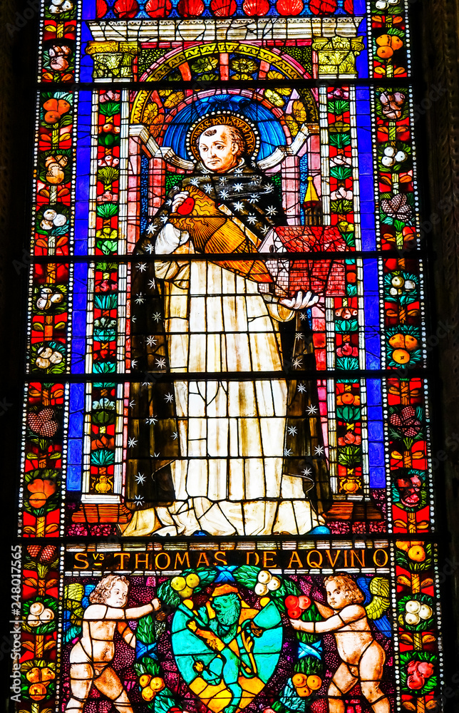Saint Thomas Aquinas Stained Glass Santa Maria Novella Florence Italy