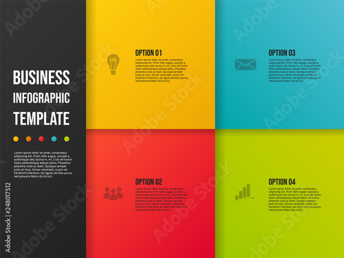 Colorful infograph with business symbols. Vector