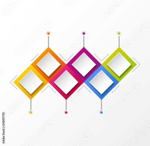 Empty infographic template with rhombus icons. Vector.