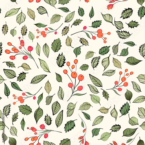 Seamless pattern. Green leaves