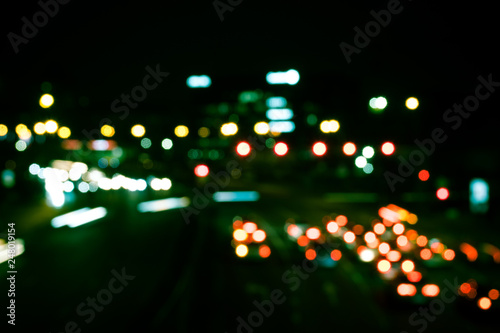 Abstract blurred background of city light. Out of focus traffic light background.