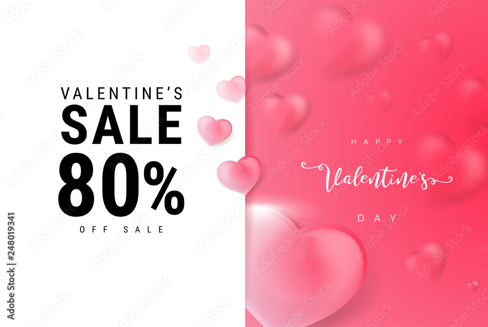 Valentine's day sale background with Heart Shaped Balloons. Vector illustration.Wallpaper.flyers, invitation, posters, brochure, banners.