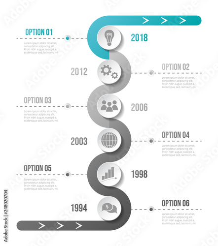 Design of gray company infographic with icons. Vector