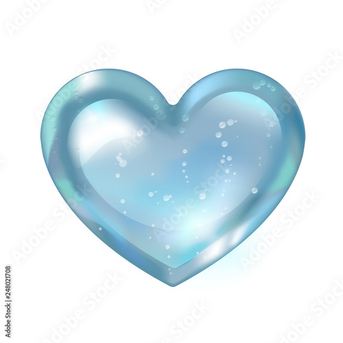Water heart in vector. Moisturizing clear skin, aqua splash, liquid, love health nature.