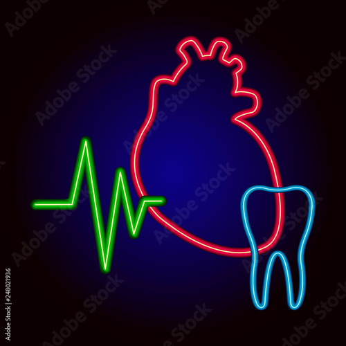 Neon heart and tooth.