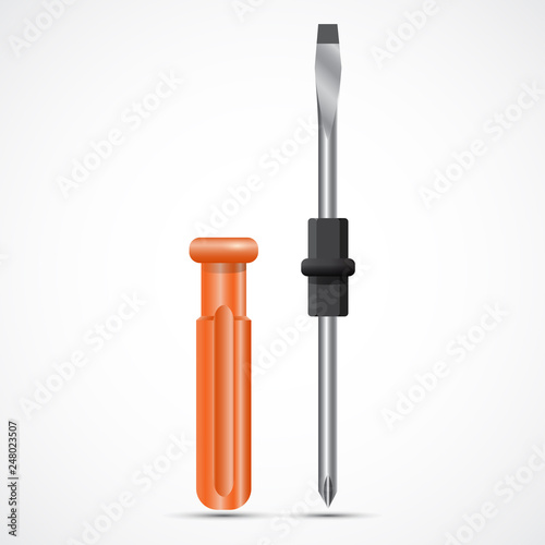Realistic removable screwdriver. Vector Illustration. 