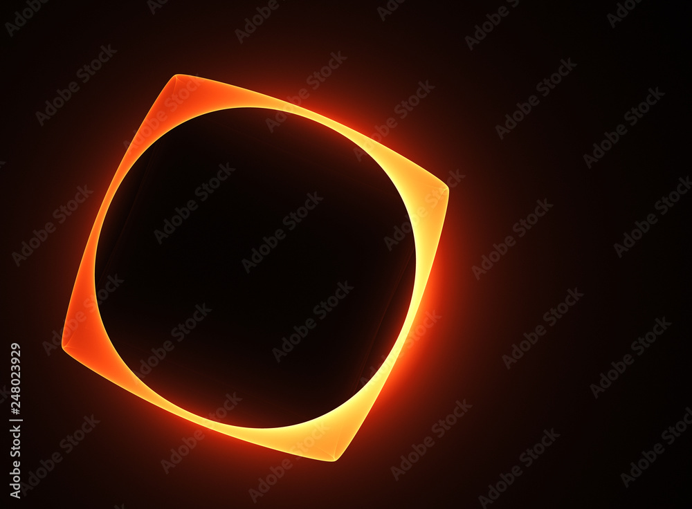 Fotografie Molten frame with a round hole on a black background