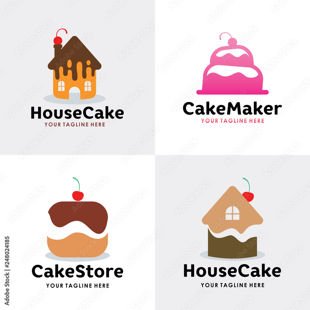 Cake Logo Design Set Template Inspiration