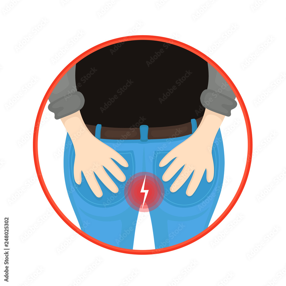Fotografie Man with hemorrhoids holding his butt