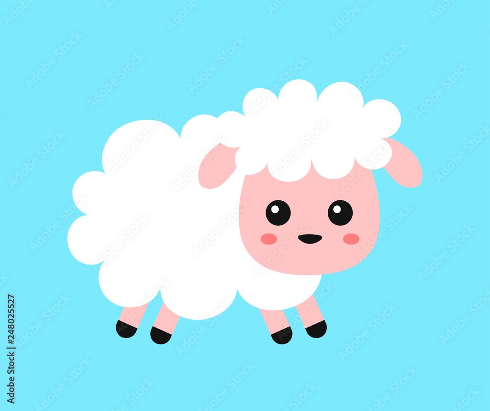 Cute funny sweet sheep. Vector flat 