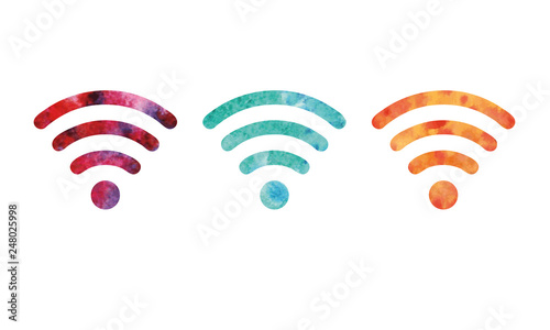 Colorful icons WiFi. Watercolor design