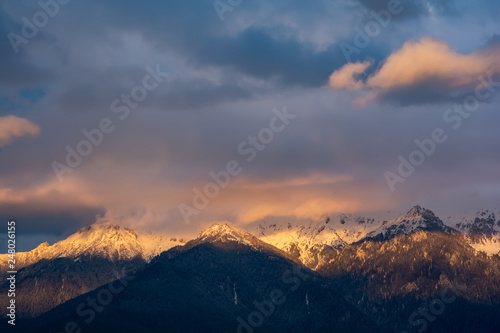 Carpathian mountains in Romania, mountain peak with snow  © Eduard