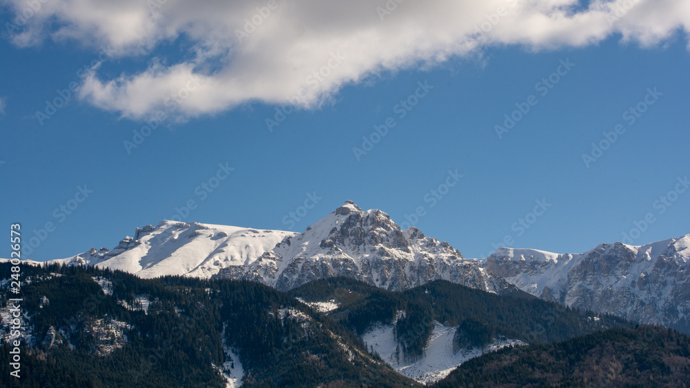 Winter  landscape in Transylvania , Romania and Carpathian mountains 