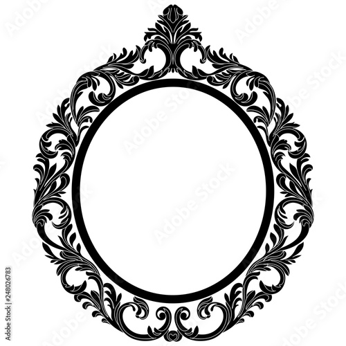 Black vintage oval frame for photo, vignette.