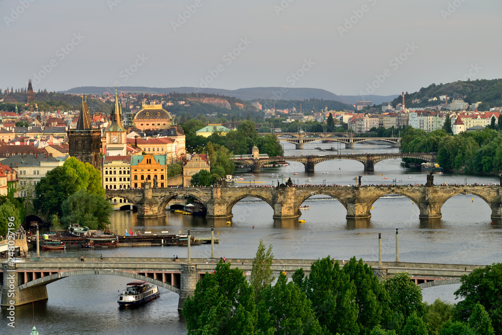 Budapest skyline , bridge over the river Budapest skyline , bridge over the river