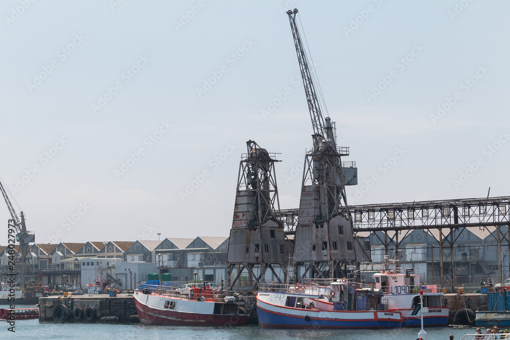 Old cranes at V and A waterfront, Cape Town, South Africa