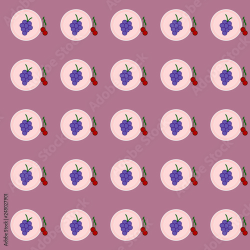 Pattern with different fruits on a colorful background