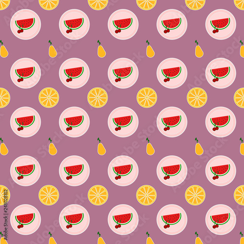 pattern with fruit on purple background