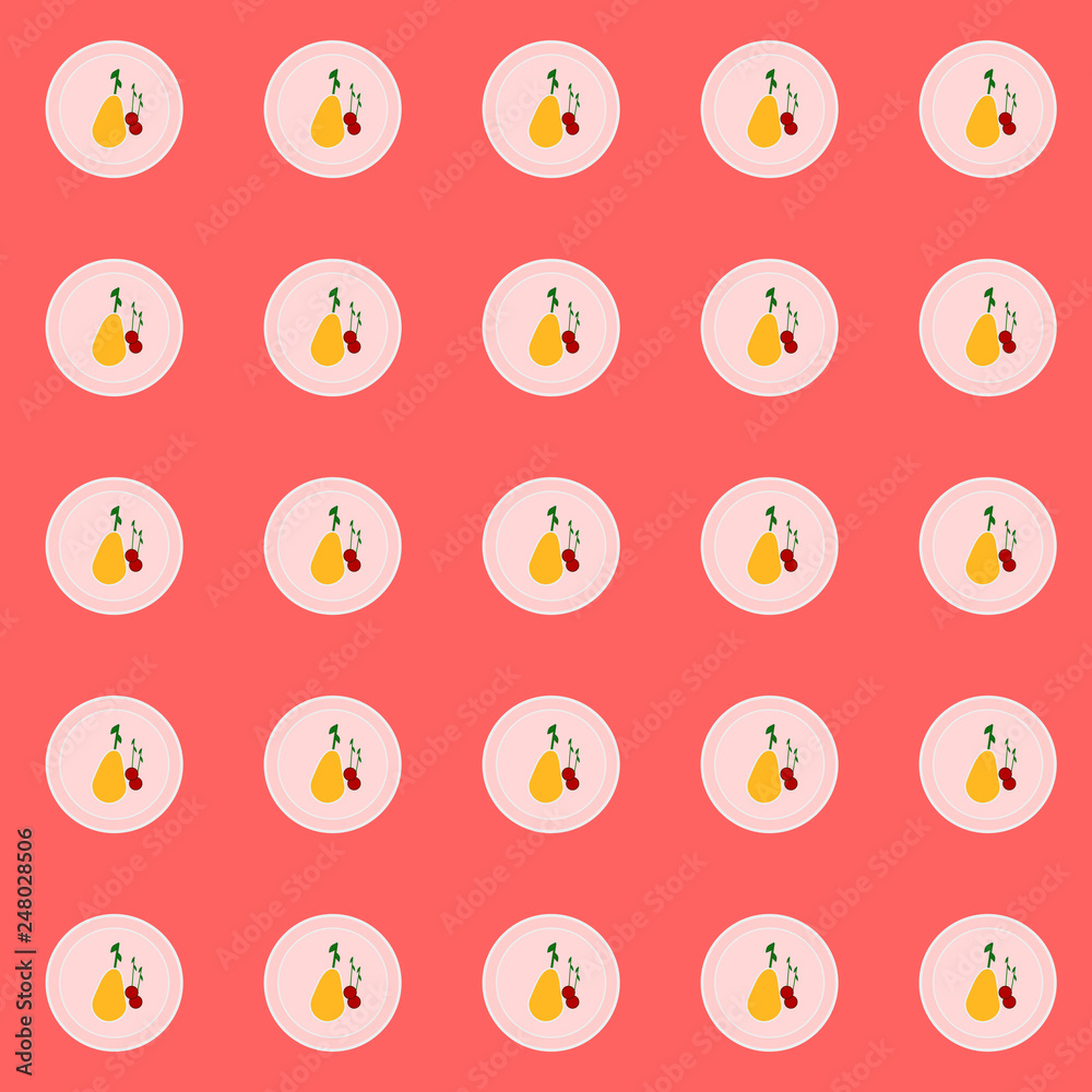Pattern with different fruits on a colorful background Pattern with different fruits on a colorful background