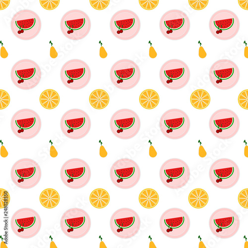 pattern with fruit on white background