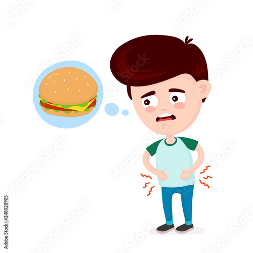 Young suffering sad man is hungry