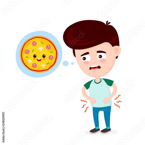 Young suffering sad man is hungry