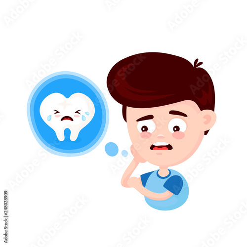 Young cute sad man with a toothache