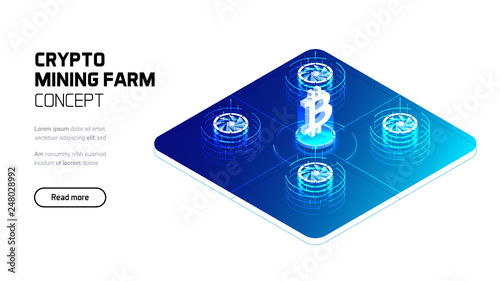 Bitcoin mining farm abstract futuristic conception