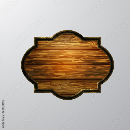 Vector realistic illustration of wooden signboard