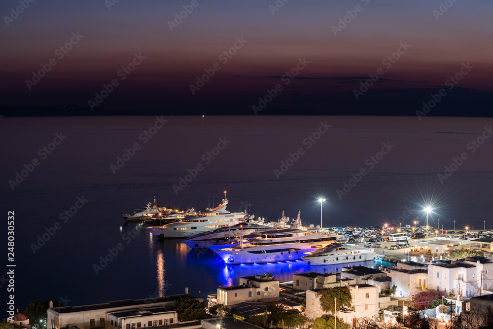 Milos island skyline over port , Greece travel 