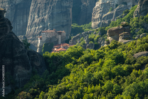 Aerial Landscape of Meteora at sunset in Greece 