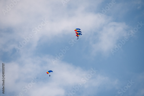 Bucharest air show BIAS , parachuter jumping from the plain 