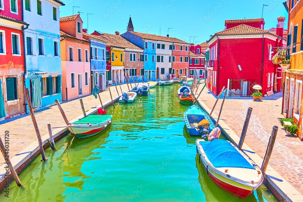 Canal and colorful houses in Burano - Venice
