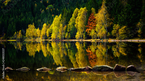 Saint Ana lake in autumn time, Romania, Volcanic Lake in Romania 