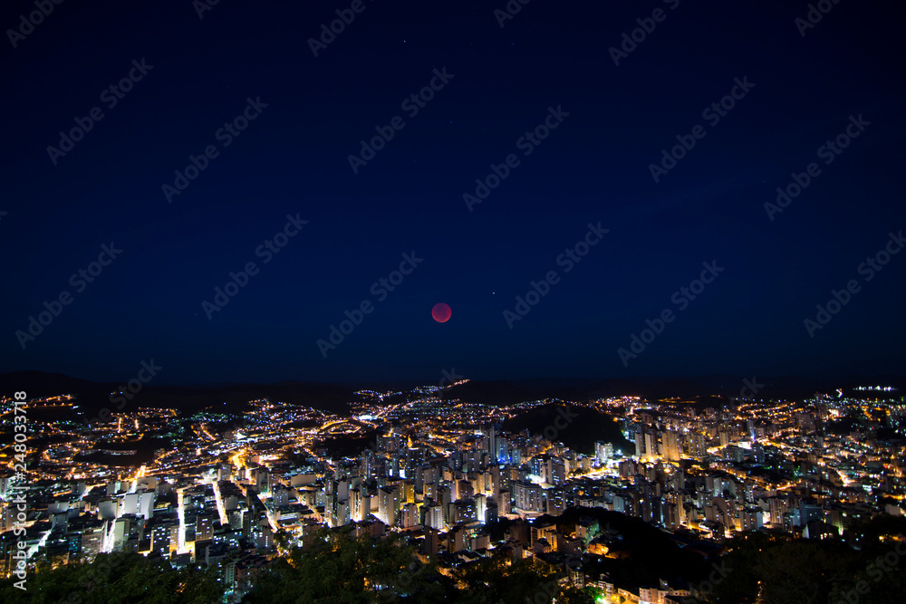 City With Red moon