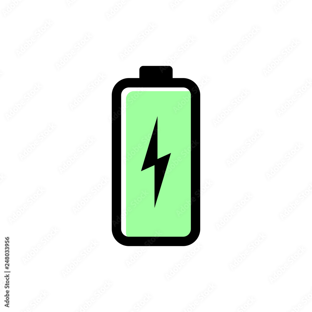 Battery with a bolt vector icon Battery with a bolt vector icon