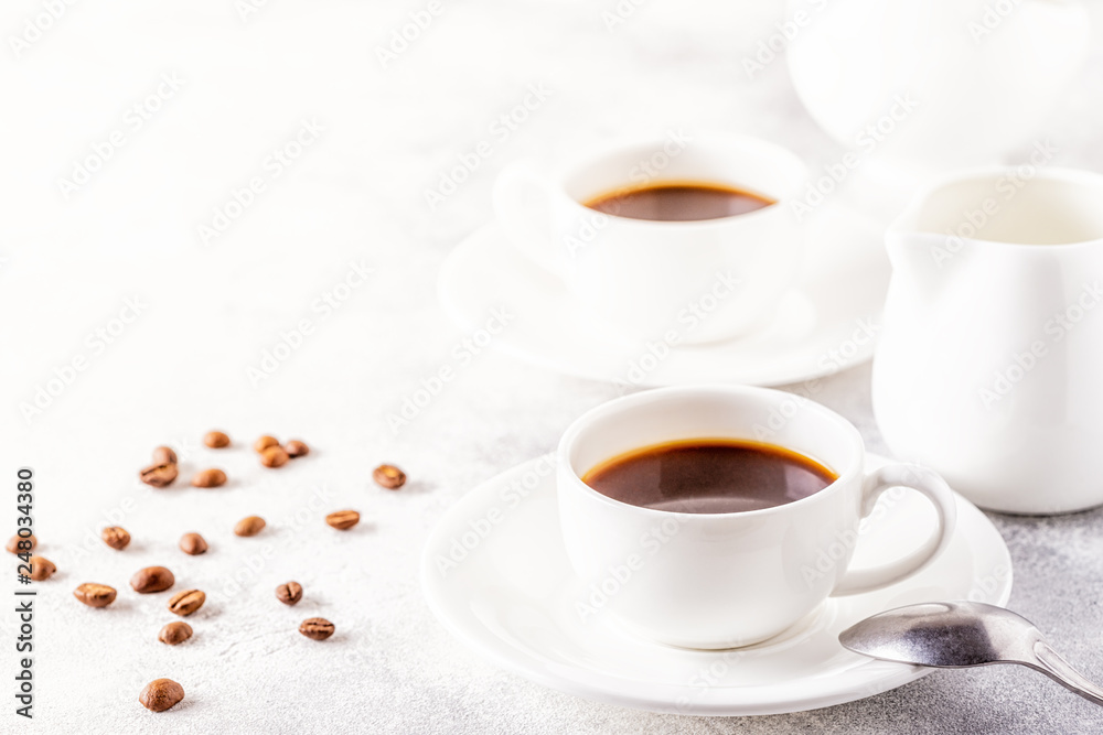 Concept of morning coffee, coffee break on a light background. Concept of morning coffee, coffee break on a light background.