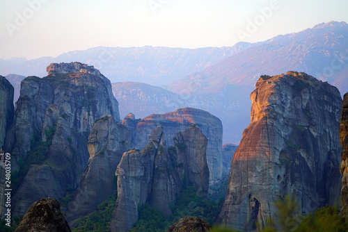 Detail of the rock formations of the Meteora mountains