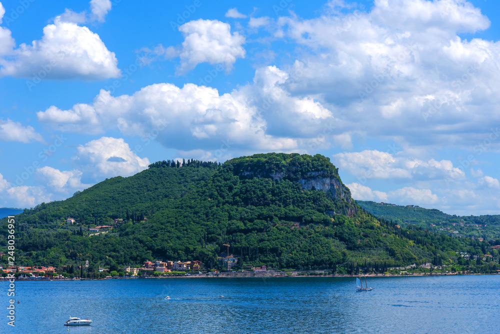 Panorama of the gorgeous Lake Garda, Italy.