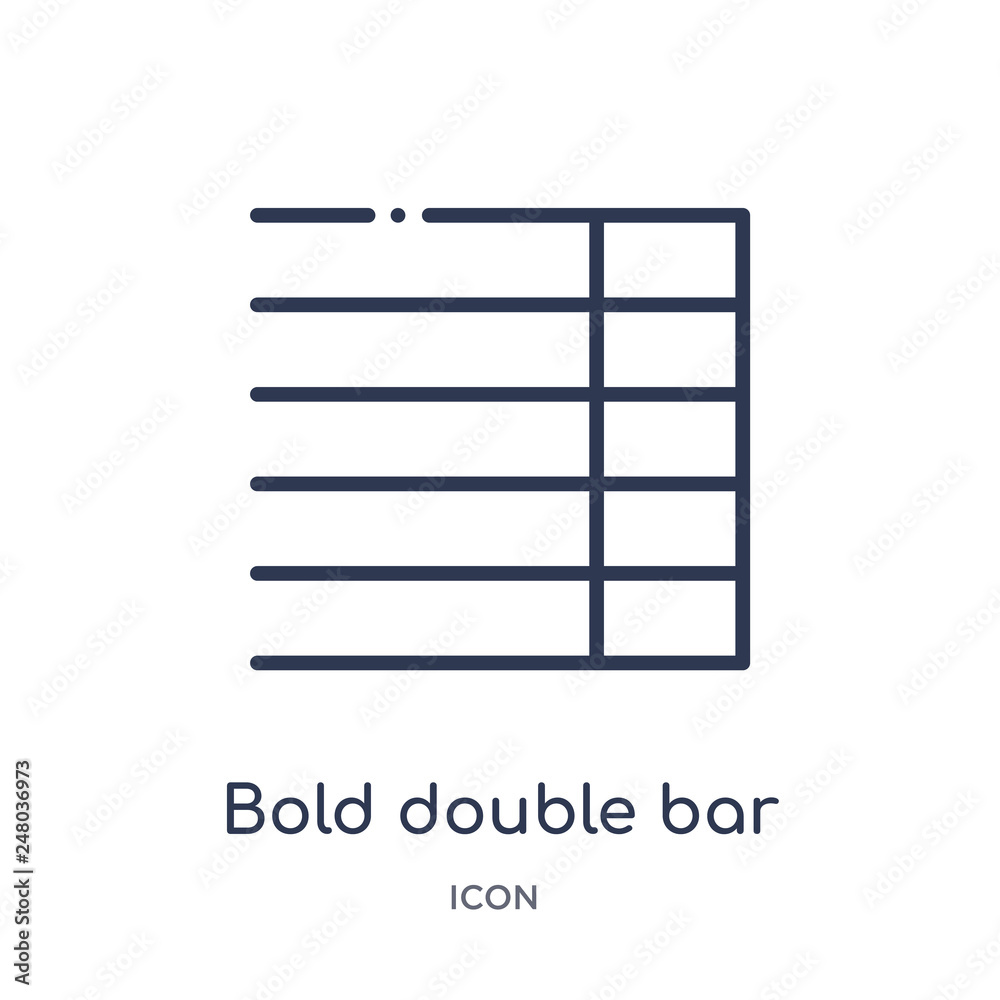 bold double bar icon from music and media outline collection. Thin line bold double bar icon isolated on white background. bold double bar icon from music and media outline collection. Thin line bold double bar icon isolated on white background.