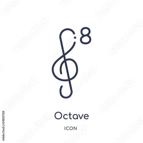 octave icon from music and media outline collection. Thin line octave icon isolated on white background. photo