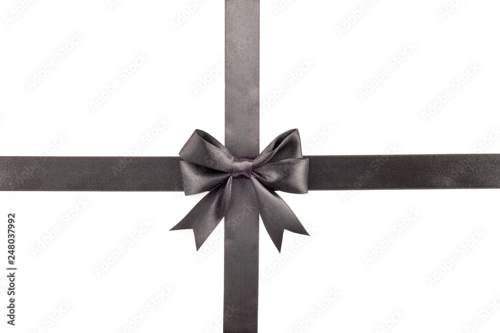 Black bow with ribbon on white background Black bow with ribbon on white background