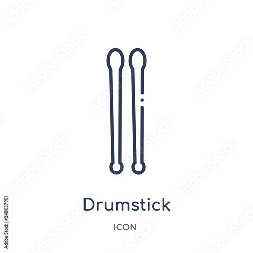drumstick icon from music outline collection. Thin line drumstick icon isolated on white background.